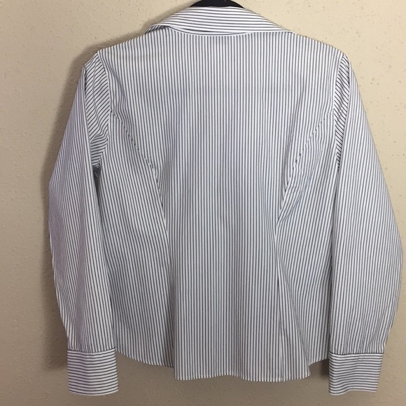 Talbots Ruffled Front Striped Button Down Shirt - Picture 3 of 6